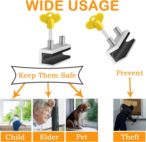 Window Locks, 4 Sets Premium Sliding Window Locks Security Up and Down Window, Vinyl Double window locks for Childproof Home Safety, Adjustable Vertical Horizontal Sliding Door Windows Lock Stopper