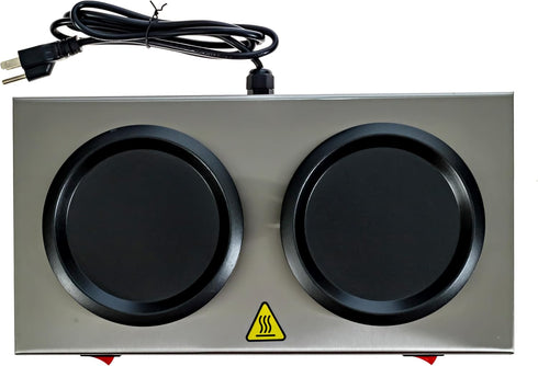 2-Burner Commercial Dual Coffee Decanter Warmer Plate Electric Coffee Warmer for Use Stainless Steel Coffee Pot Warmer