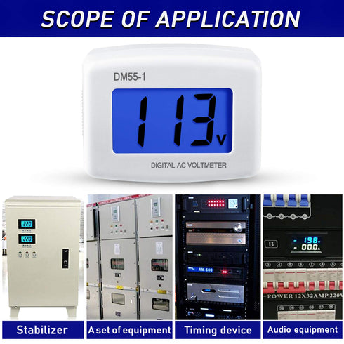 Flat US Plug AC 80-300V LCD Digital Voltmeter for Household Voltage Measuring Monitor (1)