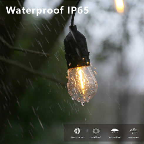 S14 Outdoor String Light Bulbs, 25 Pack, Shatterproof Replacement Bulbs, 1W Equivalent to 10W, Waterproof 2200K Warm