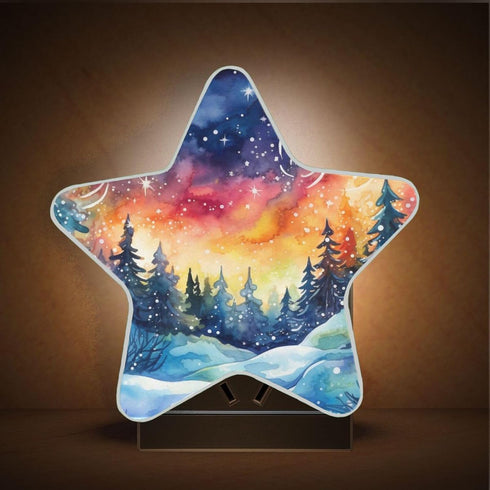 ALAZA Merry Christmas Tree Landscape Xmas Star Shaped LED Night Light Dusk to Dawn Sensor Plug in Night Home Decor Desk