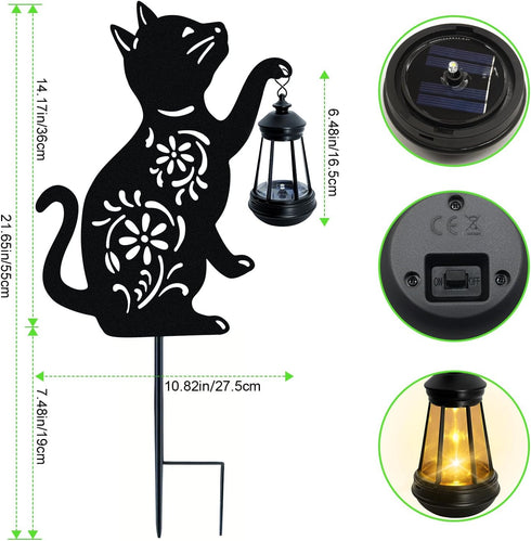 Solar Cat Hanging Lantern Outdoor, Black Cat Solar Lights, Cat Lover Gifts for Women Mom Grandma Birthday,Mother's