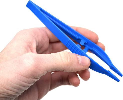 EISCO 5" Disposable Plastic Forceps/Tweezers, Contoured and Corrugated Handle, Pack of 1