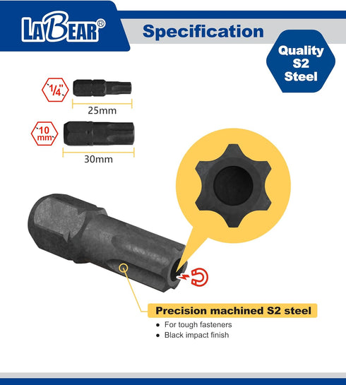 LABEAR 13pcs Tamper Proof Torx Bit Set, Premium S2 Alloy Steel with Bit Holder, 13-Piece Security Star Bits