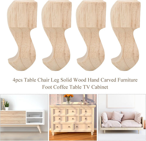 GETKIVA 1: Set 4 12 6 cm 15 6 cm 2: 4pcs (12 6cm) Option Hand Carved Rubber Wood Furniture Legs of for Sofa Coffee