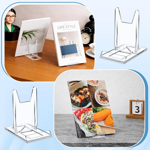 Hushee 30 Pack Album Acrylic Book Stand for Display Adjustable Clear Book Display Holder Easel Rack Stand for Home