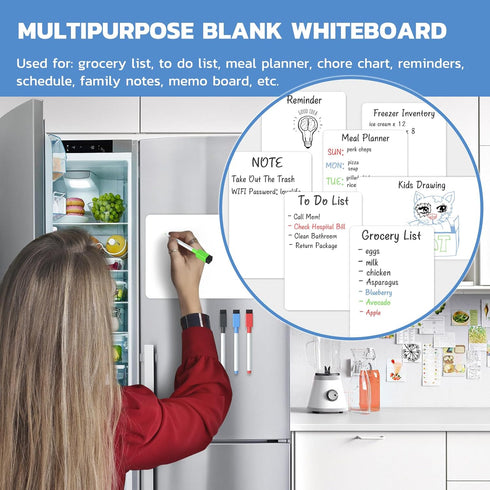Magnetic Whiteboard for Fridge, Small Dry Erase Board with 4 Markers & 1 Eraser, 8.5 x 11 for Home & Office