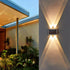 2 Pack, 4 ASLIDECOR Solar Wall Lights Up Down Led Solar Sconce,Waterproof Deck Fence Lighting for House Outdoor Decor