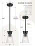 1-Light 5HZG107MIL Modern Pendant Light, HWH Adjustable Hanging Lighting for Kitchen, Living Rooms, Bedrooms, Black
