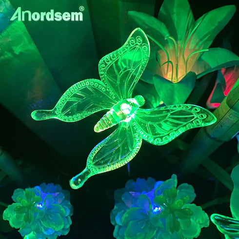 3 30 Anordsem Solar Garden Lights Outdoor: Waterproof PVC Insect Stake Light Heads - Changeable Color LED Lighting