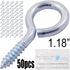 50PCS Silver Color Zinc Plated Metal Cup Hooks - Eye Shape Screw Hooks with Self-tapping Screws, 1.18 Inches