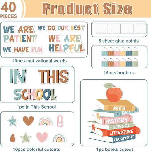 Boho Motivational Bulletin Board Classroom Decoration Set, Affirmation Station Cutouts for Elementary School