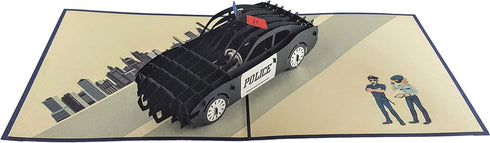 iGifts And Cards Police Car 3D Pop-Up Greeting Card, 6" x 6", Thoughtful Gift for Cops, First Responders