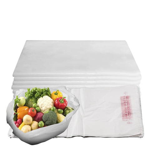 EcoQuality Plastic White T-Shirt Bags 1000ct, 1/10 Shopping Bags, Grocery Bags, Poly