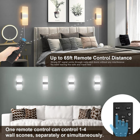 GOODATE 3000K-6500K 10%-100% 12W 6FT 1 Pack Plug in Wall Sconces with Stepless Adjustable Colors and Brightness