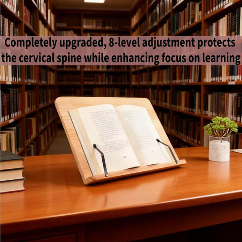 ZYEUNAGNB 8 (11x7.9inch) Reading Rack Wooden Bookshelf - Book Stand Foldable with Adjustable Positions and Page
