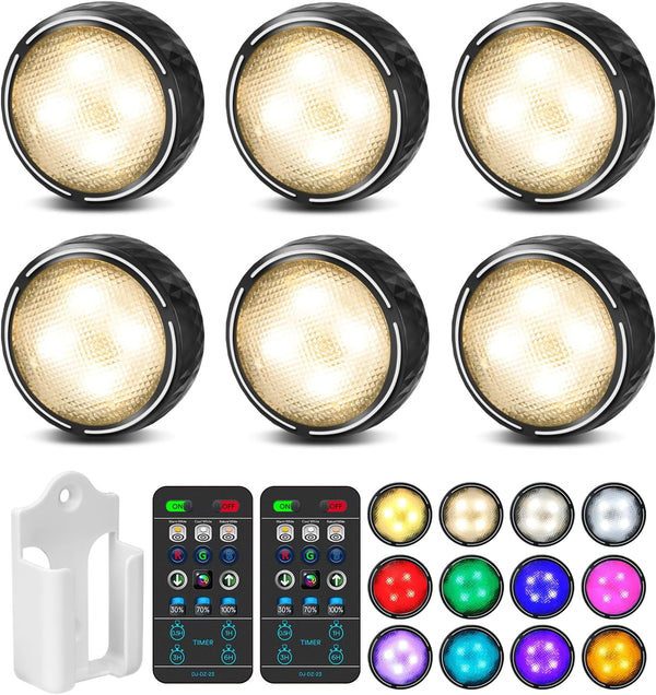 TECOMLIGHT LED Puck Lights with Remote Control, Battery Operated Wireless Closet Light,