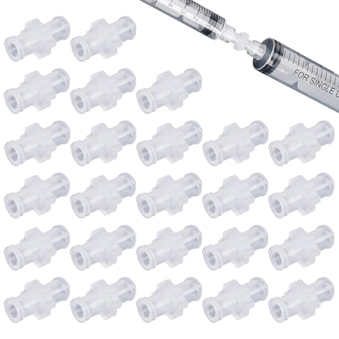 25pcs Luer Lock to Luer Lock Connector, Female Luer Syringe to Syringe Transfer Joint, PP Syringe Adapter Coupler