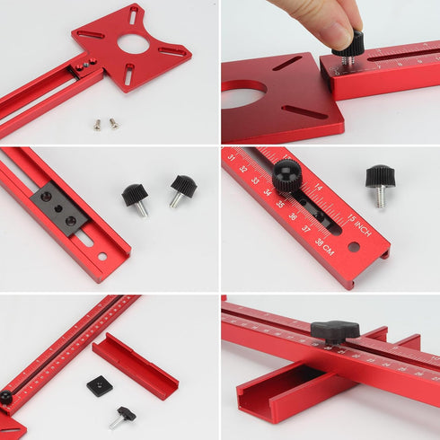 YINSHCO 4in1 Router Milling Groove Bracket, Aluminum Alloy Router Circle Cutting Jig Multifunctional Cabinet Hardware