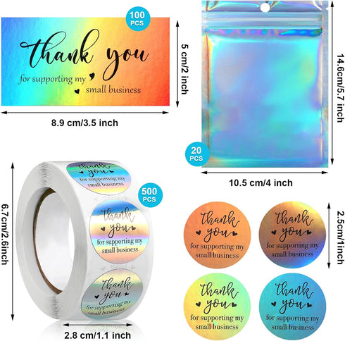 Outus 620 Set Packaging Pieces Thank Cards and Stickers Thank Gold Foil Stickers for Supporting My Small Business