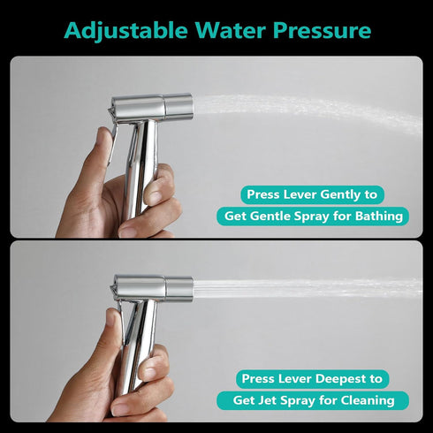 Set BARROCK Chrome Handheld Bidet Sprayer for Toilet,Stainless Steel Baby Cloth Diaper Jet Spray Kit,Bathroom Toilet