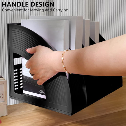 SAYEEC File Holder Storage Folder, 4 Compartment Standing Desktop Organizer for Office School Supplies