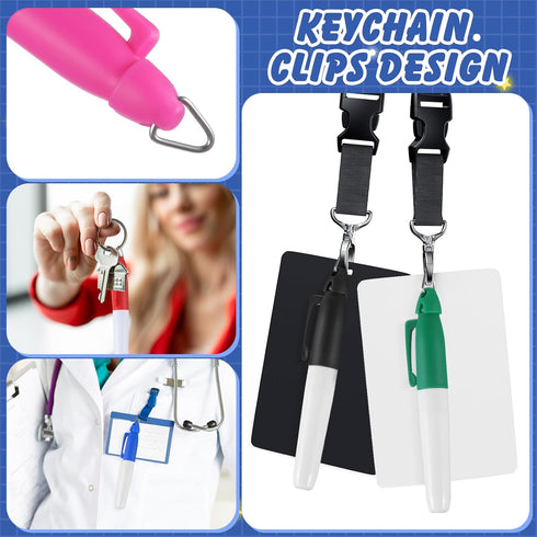 Ctosree 80 Pcs Mini Permanent Markers with Golf Keychain Clips for Nurses Badge, Fine Point Markers
