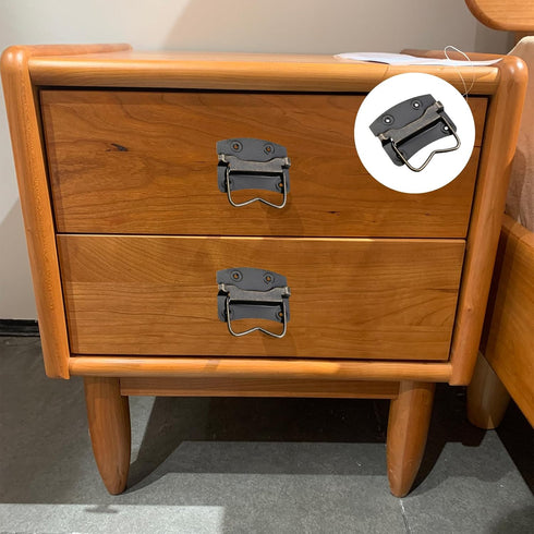 2Pcs Iron Spray Paint Chest Handles (76x60x60mm), Bronze Tone Chest Ring Pull Handle for Home Toolbox Suitcase Drawer