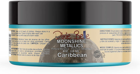 Dixie Belle Moonshine Metallics | Caribbean (4oz) | Water-Based Shiny Chalk Mineral Paint for DIY Furniture
