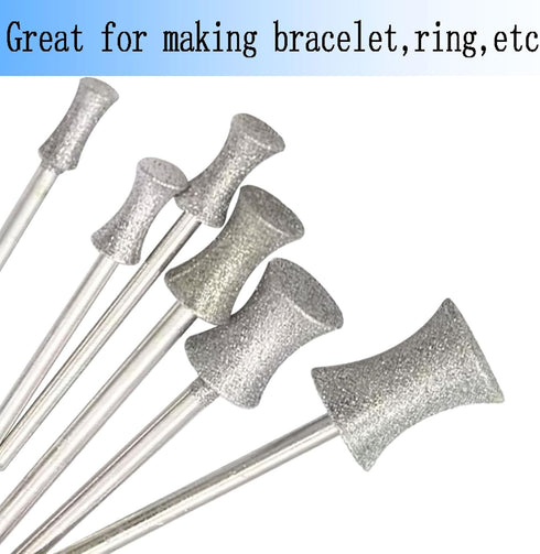 6 Pcs Diamond Burs Set - Coarse Grit Mounted Grinding Bits for Rotary Tool/Die Grinder (80#) Bracelet/Ring Making Tools