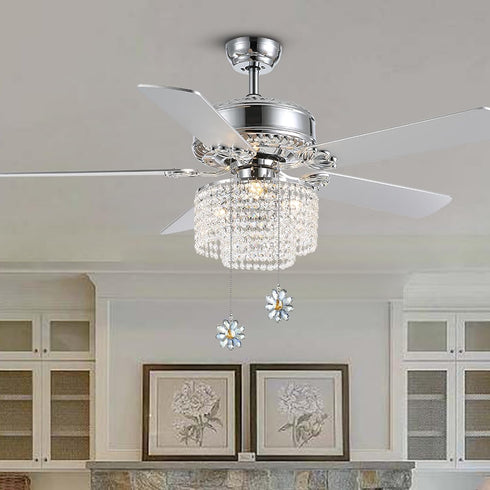 Ethanberg 2 1.8" 23" Pieces Ceiling Fan Pull Chain, Decorative Crystal Glass Flower Pendants Pull Chain Extension