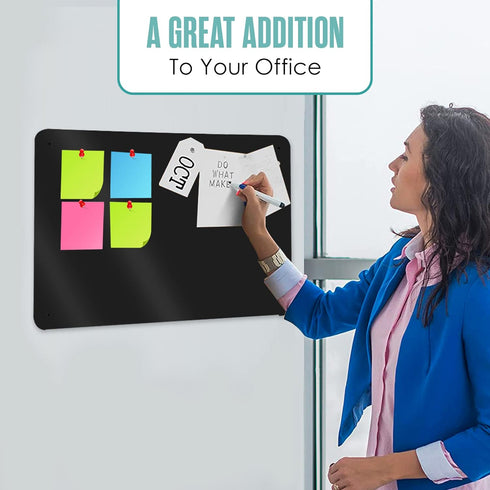 Houseables Magnetic Board, Black Memo Display Panel, 17.5" Wide x 12" High for Wall, Refrigerator, Writing
