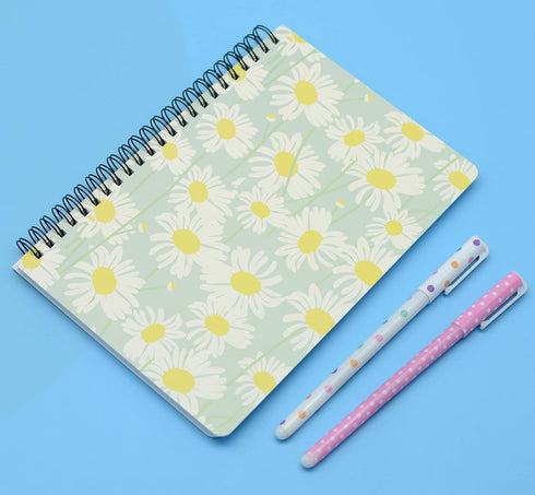 Yansanido Spiral Notebook, 4 Pcs A5 Thick Leaves Design Hardcover, 8mm Ruled, 4 Color, 80 Sheets - 160 Pages Journals