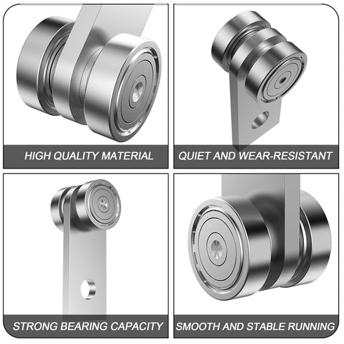 2 Wheel Trolley Assembly Rollers for Garage Pulley System Hoist System - 1-5/8" Wide Strut Channel (Silver-4 Pack)