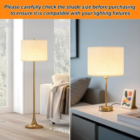 WOLEILEJIN 13" 13" 10" Lamp Shade for Table Lamps, Beige Line Drum lamp shade for floor lamps Top x Bottom x High