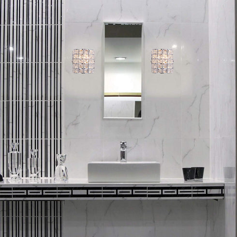 Modern Chrome Crystal Wall Sconces, Elegant Bathroom Vanity Wall Light Fixtures for Living Room Bedroom Bathroom