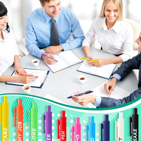 Crtiin 10 Pcs Funny Pens for Adults, Novelty Quotes Ballpoint Pens Bulk, Black Ink for Office Gifts