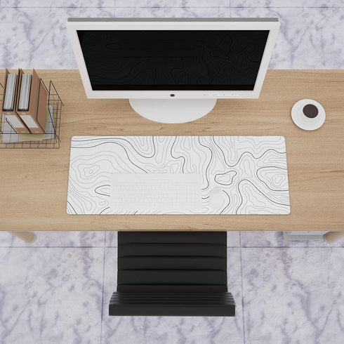 Large Ovenbird Gaming Mouse Pad, Minimalist Topographic Map Desk Mat, Extended XL with Anti-Slip Base, 31.5 x 11.8 in,