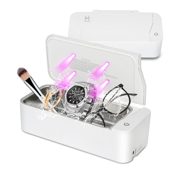 Hapehapy 17oz Ultrasonic Jewelry Cleaner, 500ML, 48KHz Sonic Cleaner with UV for Jewelry, Glasses, Phone, Makeup Brushes
