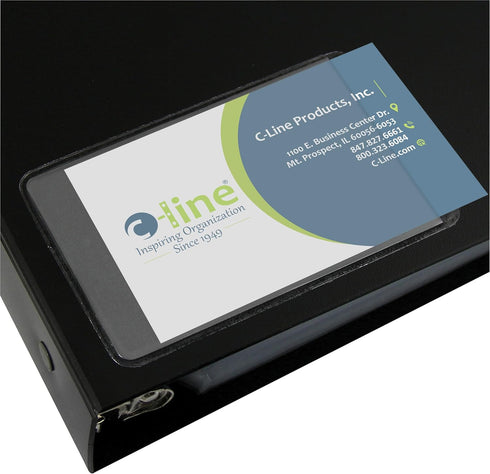 C-Line Self-Adhesive Business Card Holders, Clear, Side Load, 2 x 3.5, 10/Pack