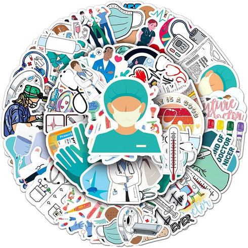 FUNWING Medical Nursing Stickers| Doctor Nurse Waterproof Vinyl Decals for Water Bottles Laptop Luggage Cup Computer