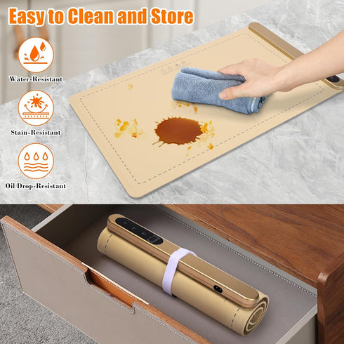24x14.5 Inch 6 Settings Food Warming Mat Mat for Food,Electric Warming Tray with Temp & Timer, Auto Shut-Off, Portable