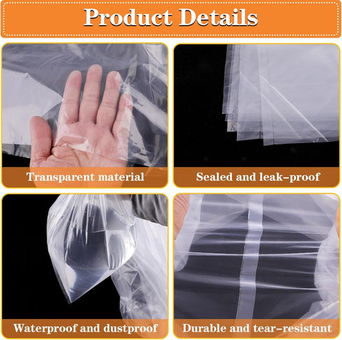 4 Pack Large Clear Plastic Storage Bags, 40" x 60", Moistureproof and Dustproof for Luggage and Furniture
