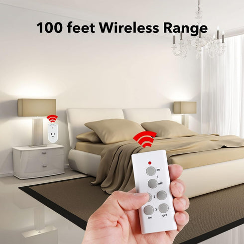 100ft 10A/1200W, 1 1 BN-LINK Wireless Remote Control Outlet Electrical Switch for Lights, Fans, Christmas Lights, Small