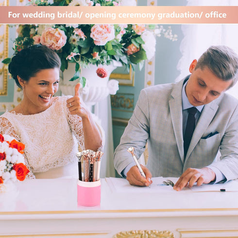 Leinuosen 50 Pieces Bridal Shower Crystal Diamond Pens Bulk Wedding Bling Ballpoint Pen for Women Girls
