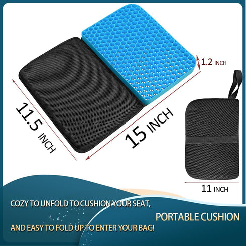 SeoTin Relief,1.15-Inch Foldable Gel Seat Cushion for Travel, Portable Chair Cushion for Camping, Honeycomb Seat