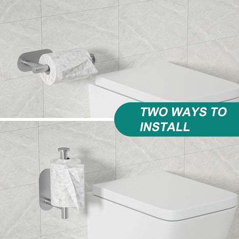 3M Toilet Paper Holder for Bathroom, Self Adhesive Stainless Steel Tissue Towel Roll Holder, Brushed Nickel