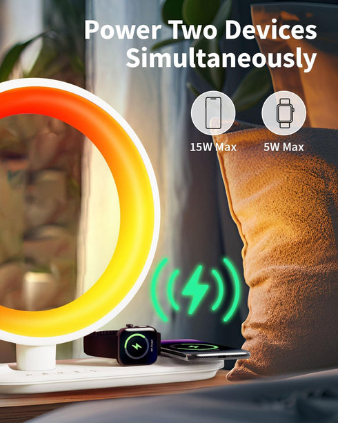 KEIWRLIGHT 4 1 24 16M+ in Bluetooth Speaker Night Light with Wireless Charger, Atmosphere Lamp with Soothing Sounds
