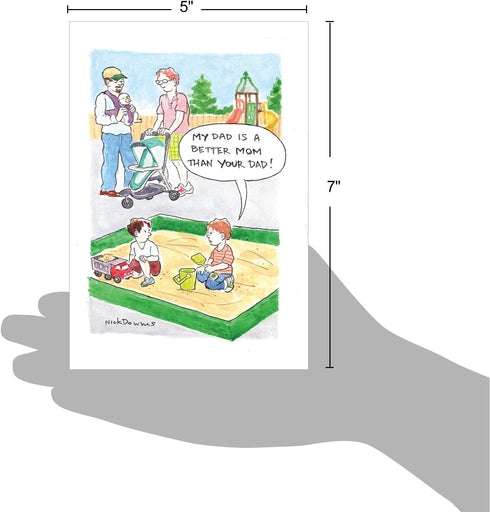 NobleWorks Funny Father's Day Card, Humor Card for Dad, Stepdad, Notecard with Envelope, Better Dad C3622FDG