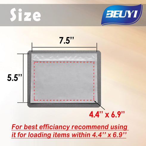 BEUYI Clear Packing List Envelopes, 7.5'' x 5.5'' Shipping Label Pouches, 200 Pack for Documents